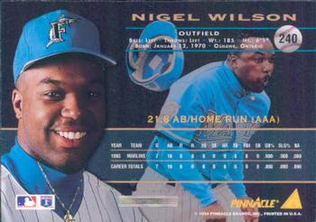 1994 Pinnacle #240 Nigel Wilson Back