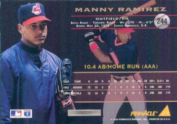 1994 Pinnacle #244 Manny Ramirez Back