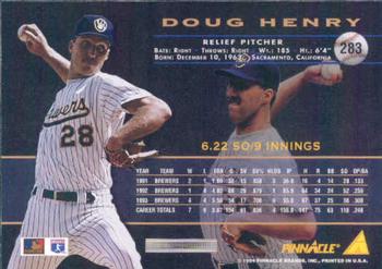 1994 Pinnacle #283 Doug Henry Back