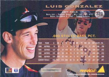 1994 Pinnacle #323 Luis Gonzalez Back