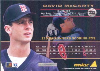 1994 Pinnacle #333 David McCarty Back