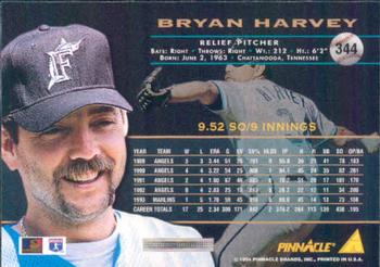 1994 Pinnacle #344 Bryan Harvey Back