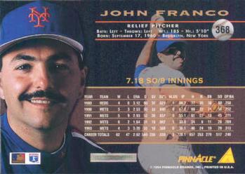 1994 Pinnacle #368 John Franco Back