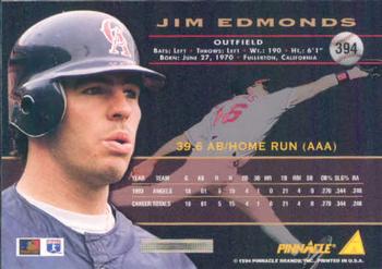 1994 Pinnacle #394 Jim Edmonds Back