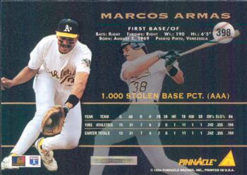 1994 Pinnacle #398 Marcos Armas Back