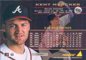 1994 Pinnacle #440 Kent Mercker Back