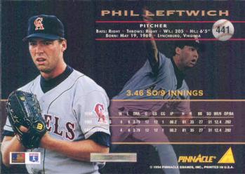 1994 Pinnacle #441 Phil Leftwich Back