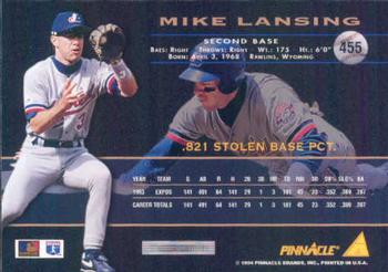 1994 Pinnacle #455 Mike Lansing Back