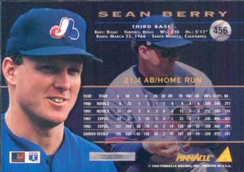 1994 Pinnacle #456 Sean Berry Back