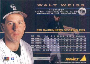 1994 Pinnacle #486 Walt Weiss Back