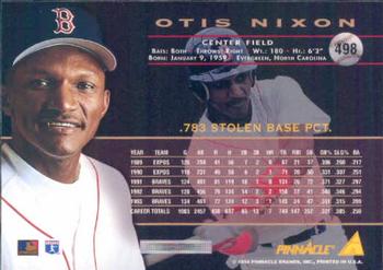 1994 Pinnacle #498 Otis Nixon Back