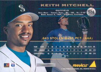 1994 Pinnacle #524 Keith Mitchell Back
