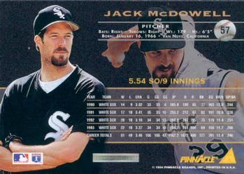 1994 Pinnacle #57 Jack McDowell Back