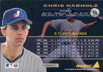 1994 Pinnacle #60 Chris Nabholz Back