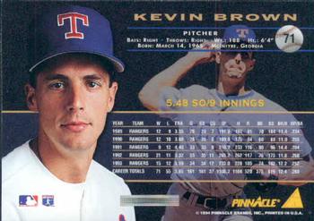 1994 Pinnacle #71 Kevin Brown Back