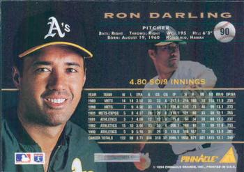 1994 Pinnacle #90 Ron Darling Back