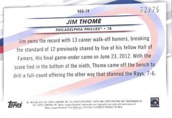 2023 Topps Pristine - Going, Going, Gone! Blue Refractor #GGG-18 Jim Thome Back