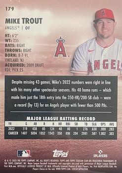 2023 Stadium Club #179 Mike Trout Back