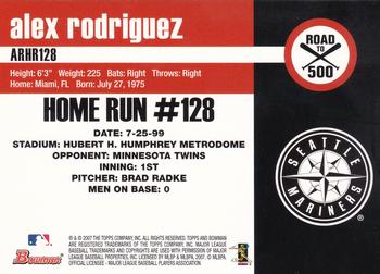 2007 Bowman - Alex Rodriguez: Road to 500 #ARHR128 Alex Rodriguez Back