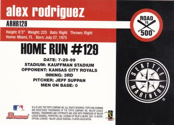 2007 Bowman - Alex Rodriguez: Road to 500 #ARHR129 Alex Rodriguez Back