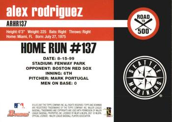 2007 Bowman - Alex Rodriguez: Road to 500 #ARHR137 Alex Rodriguez Back