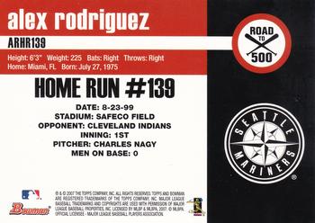 2007 Bowman - Alex Rodriguez: Road to 500 #ARHR139 Alex Rodriguez Back