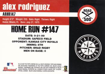 2007 Bowman - Alex Rodriguez: Road to 500 #ARHR147 Alex Rodriguez Back