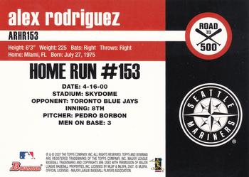 2007 Bowman - Alex Rodriguez: Road to 500 #ARHR153 Alex Rodriguez Back