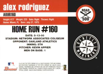 2007 Bowman - Alex Rodriguez: Road to 500 #ARHR160 Alex Rodriguez Back