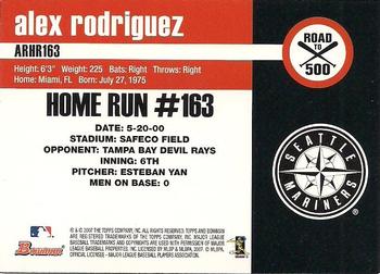 2007 Bowman - Alex Rodriguez: Road to 500 #ARHR163 Alex Rodriguez Back