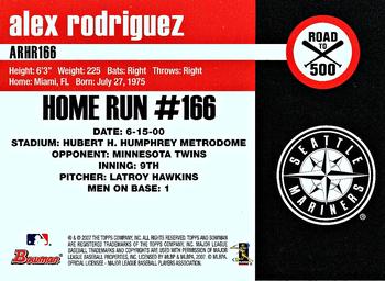 2007 Bowman - Alex Rodriguez: Road to 500 #ARHR166 Alex Rodriguez Back