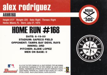 2007 Bowman - Alex Rodriguez: Road to 500 #ARHR168 Alex Rodriguez Back