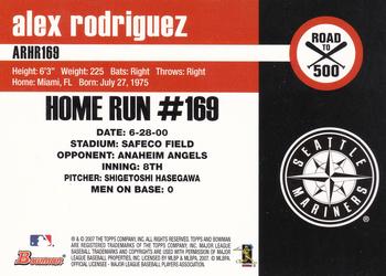 2007 Bowman - Alex Rodriguez: Road to 500 #ARHR169 Alex Rodriguez Back