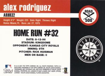 2007 Finest - Alex Rodriguez: Road to 500 #ARHR32 Alex Rodriguez Back