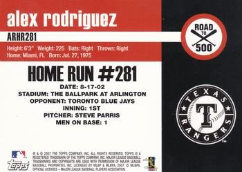 2007 Bowman Chrome - Alex Rodriguez: Road to 500 #ARHR281 Alex Rodriguez Back