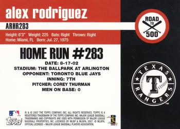 2007 Bowman Chrome - Alex Rodriguez: Road to 500 #ARHR283 Alex Rodriguez Back