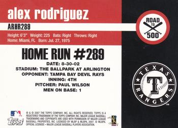2007 Bowman Chrome - Alex Rodriguez: Road to 500 #ARHR289 Alex Rodriguez Back