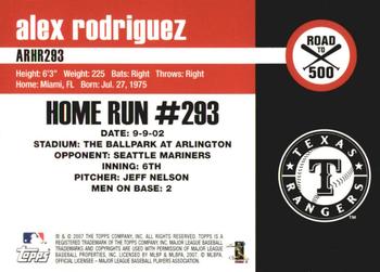 2007 Bowman Chrome - Alex Rodriguez: Road to 500 #ARHR293 Alex Rodriguez Back