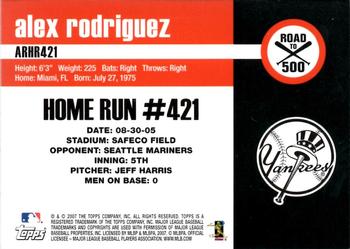 2007 Bowman's Best - Alex Rodriguez: Road to 500 #ARHR421 Alex Rodriguez Back