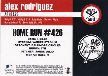 2007 Bowman Draft Picks & Prospects - Alex Rodriguez: Road to 500 #ARHR426 Alex Rodriguez Back