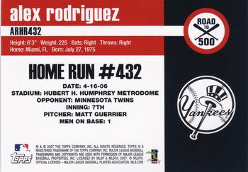 2007 Bowman Draft Picks & Prospects - Alex Rodriguez: Road to 500 #ARHR432 Alex Rodriguez Back
