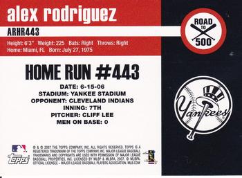 2007 Bowman Draft Picks & Prospects - Alex Rodriguez: Road to 500 #ARHR443 Alex Rodriguez Back