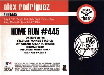 2007 Bowman Draft Picks & Prospects - Alex Rodriguez: Road to 500 #ARHR445 Alex Rodriguez Back