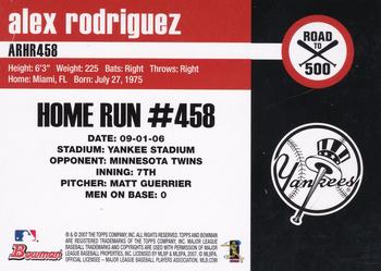 2007 Bowman Sterling - Alex Rodriguez: Road to 500 #ARHR458 Alex Rodriguez Back