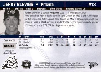 2005 MultiAd Peoria Chiefs #4 Jerry Blevins Back