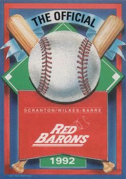 1992 Planters Bullpen Chew Scranton/Wilkes-Barre Red Barons #NNO Red Barons Header Card Front