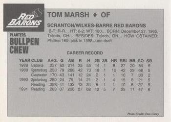 1992 Planters Bullpen Chew Scranton/Wilkes-Barre Red Barons #NNO Tom Marsh Back