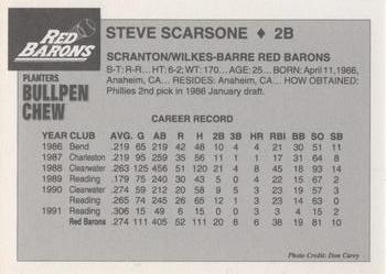 1992 Planters Bullpen Chew Scranton/Wilkes-Barre Red Barons #NNO Steve Scarsone Back