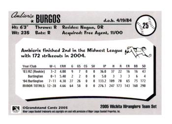 2005 Grandstand Wichita Wranglers #NNO Ambiorix Burgos Back