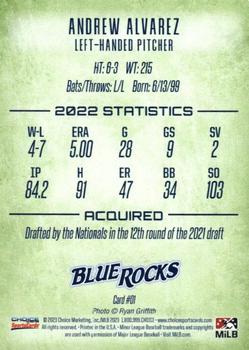 2023 Choice Wilmington Blue Rocks #1 Andrew Alvarez Back